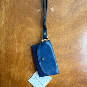 Free People Navy Leather Wristlet